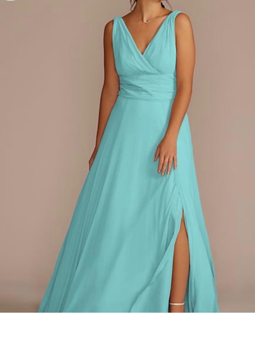 David's Bridal V-Neck Chiffon Maxi Dress